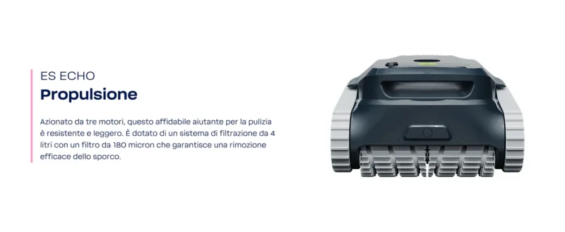 BWT ES Echo Senza Fili Cordless – APP Bluetooth / WiFi – Navigazione Ultrasuoni – Gyro – Robot Pulitore Piscina a Batteria da 4 a 12 Mt – FONDO + PARETI + LINEA – NOVITA’ 2025 - immagine 12